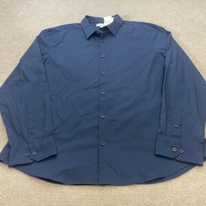 Calvin Klein Dress Shirt Mens XL Blue Solid Stretch Button Down Business Office